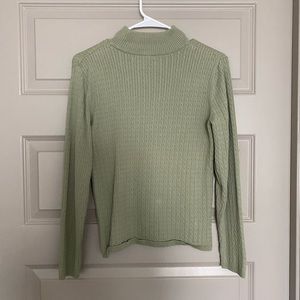 Light green mock neck or turtle neck sweater